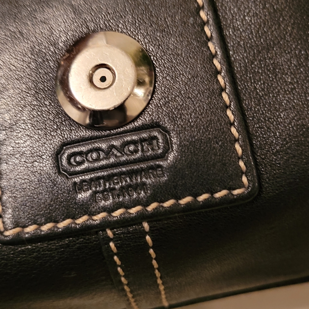 Coach Black Leather Satchel with Silver Hardware - Picture 11 of 16
